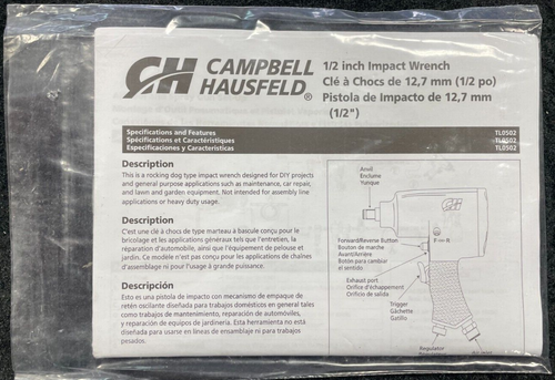 Campbell Hausfeld TL0502 Pneumatic 1/2'' Impact Wrench Air Tool - Picture 11 of 20