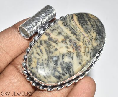 Wave Jasper Gemstone 1.7'' Handmade Pendant 925 Silver Plated U487-D124