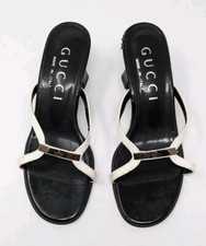 Gucci Open Toe Sandals White Strappy Heels Mule  EU 33 1/2 US 3 1/2 Small
