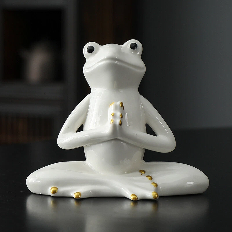 Yoga Decoration Porcelain Frog Tea Pet Animal Statue Ornament House Warming Gift