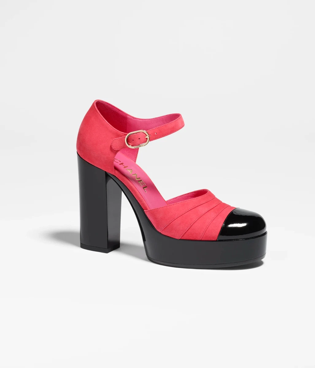 CHANEL Mary Janes Platform Heels Dark Pink Black Retail 1300 S S 2023
