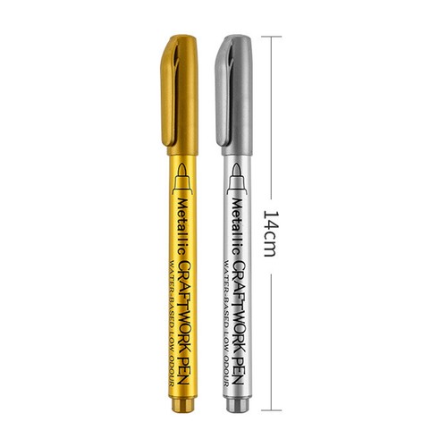 2 pennarelli metallici color oro e argento, materiale scolastico per ufficio (or - Imagen 3 de 12