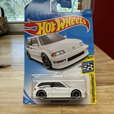 (1) HOT WHEELS 2021 M/L #4/250 '90 HONDA Civic EF 8/10 Speed Graphics white