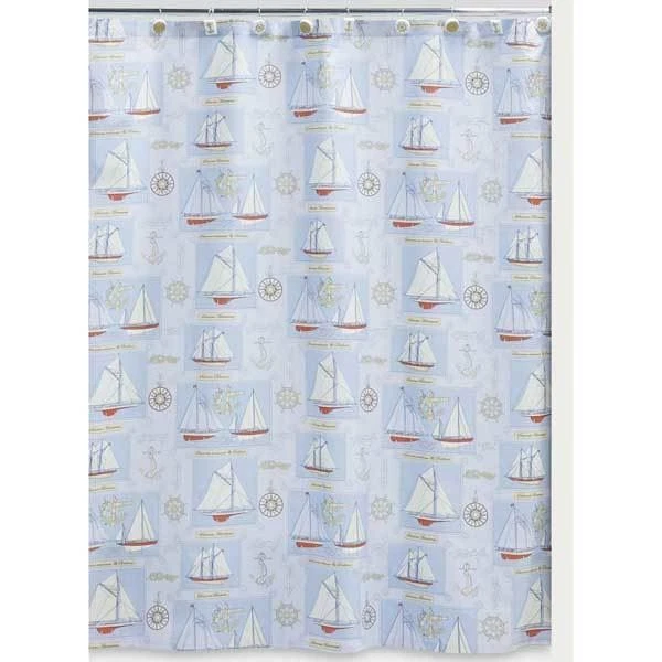 Sailing 100% Cotton Shower Curtain S1062BLU - Image 1 of 1
