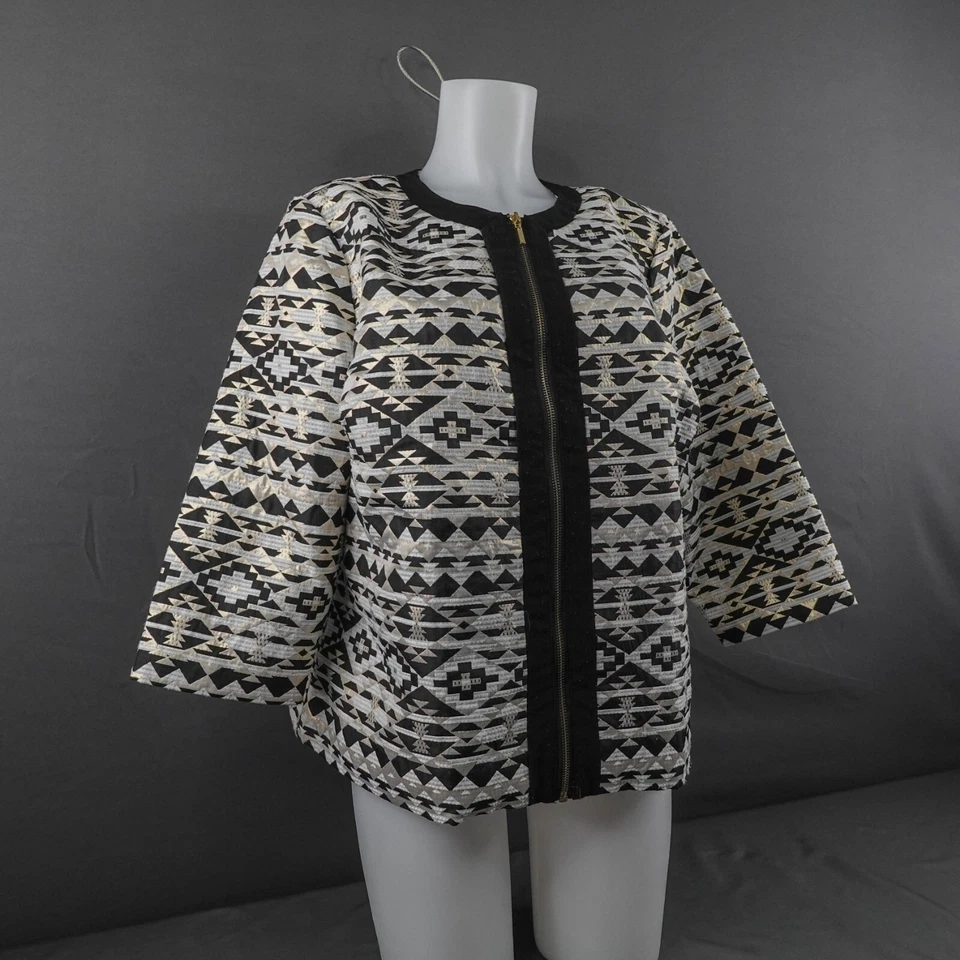 Blazer Roz Ali Mujer 1X Negro Dorado Azteca Artístico Declaración Cápsula Fuerte Lujo Foto 2 de 4