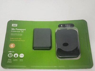 New WD My Passport Essential SE 1 TB USB 2.0 Portable External Hard Drive Black