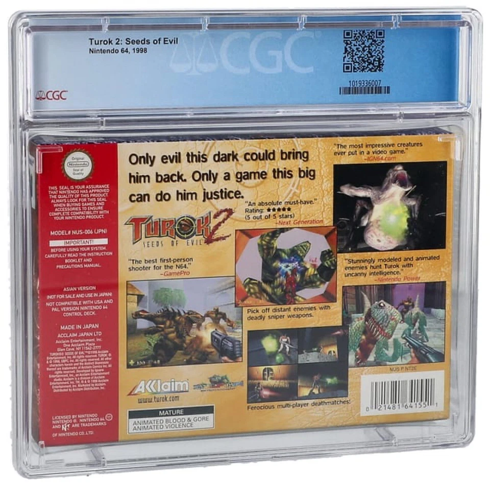 1998 N64 “Turok 2: Seeds of Evil” Sealed Video Game Asian Version (CGC 9.6) - Image 2 of 2