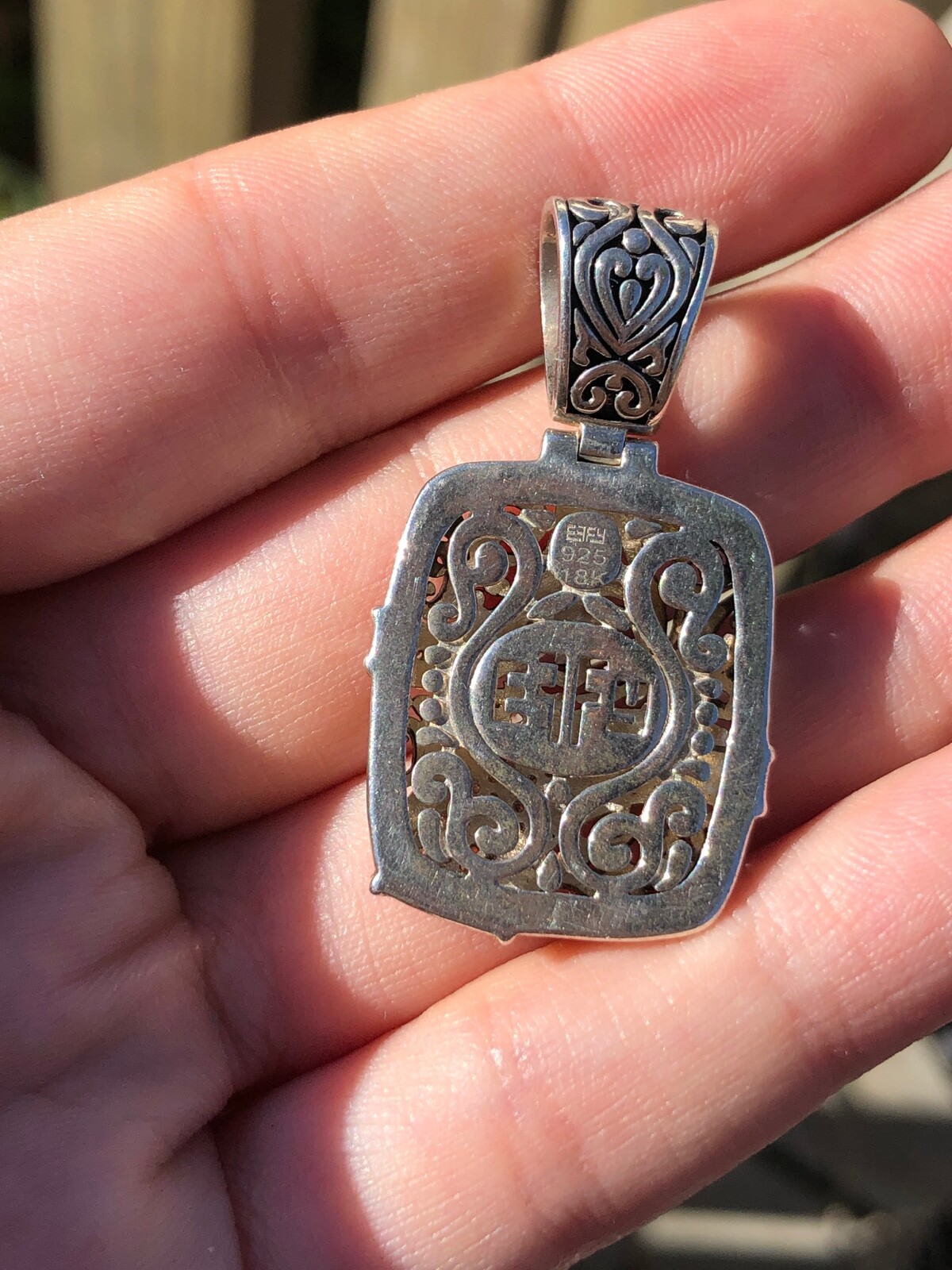 Effy Diamond Rectangular Pendant Sterling Silver … - image 5