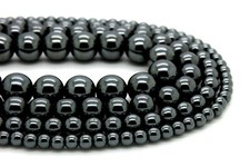 Gun Metal Hematite, Gray Smooth Hematite Round Ball Sphere Gemstone Beads RN109
