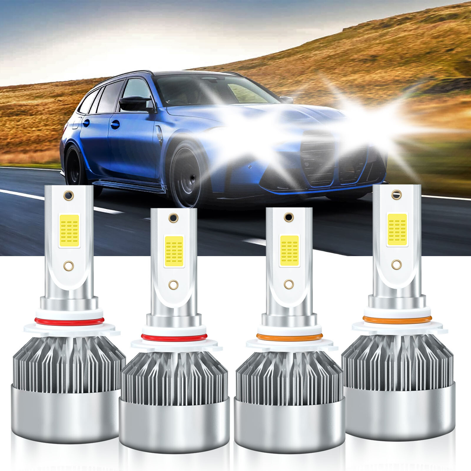 4x LED Headlight Bulbs 9005+9006 High/Low Beam Kit White For BMW M3 1988-1999