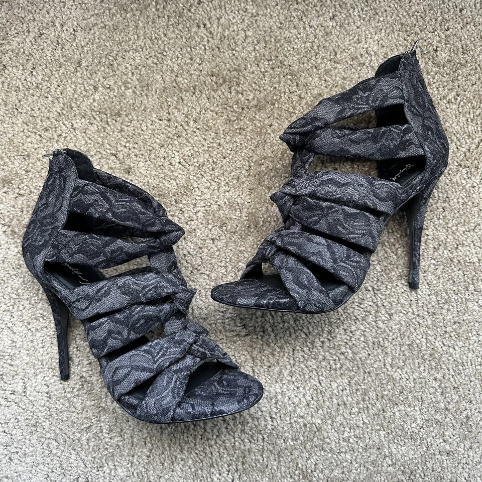 Новый $198 Elizabeth and James любовь кружева черная клетка пять дюймов каблуки размер 10 - Изображение 2 из 4