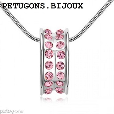 Collier plaqué or blanc 18 carats avec motif « trois cercles