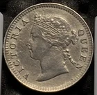 STRAITS SETTLEMENTS 1887 5 CENTS Silver 0.800 KM10