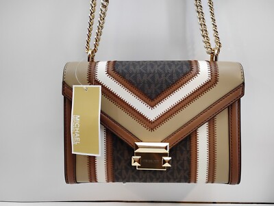 Michael Kors Whitney Medium Flap Chain MK Signature Shoulder Bag Handbag Purse