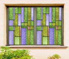 3D Purple Brick ZHU436 Window Film Print Sticker Cling Stained Glass UV Zoe