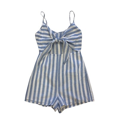 After Market Reagan Romper Womens S Small Back Zip Tie Front Stripe Adjustable 