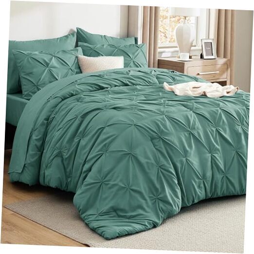 Size Comforter Sets - Bedding Sets 7 Pieces, Pintuck Full 08 - Graysih Green