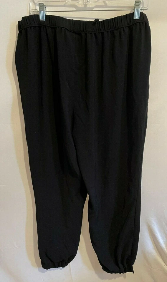 Jennifer Lopez JLo Black Pants Joggers Size XL Elastic Waist Ribbed Ankles - Image 3 of 3