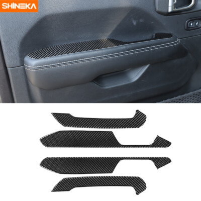 Soft Carbon fiber Inner Door Armrest Handle Cover Trim For Wrangler JL JT 2018+