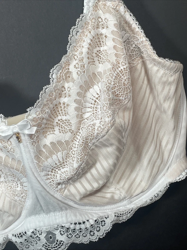 Amoena Karolina Bra Wire Lace Pocketed Post Mastectomy Tan  White 40DD - Image 4 of 4