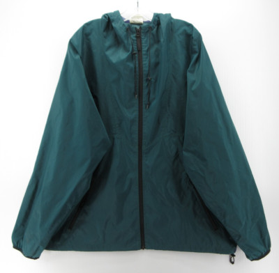 VINTAGE Helly Hansen Jacket Men XL Green Windbreaker Rain Coat Hoodie Full Zip