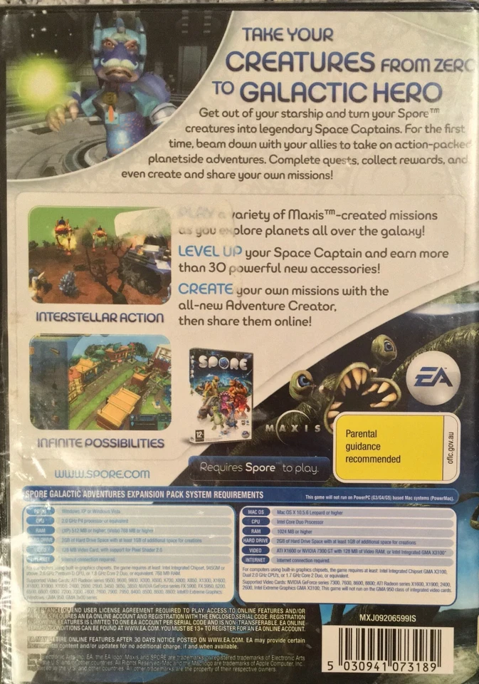 Spore and Spore Galactic Adventures Expansion The Sims Windows PC Mac 2008 DVD - Image 4 of 4