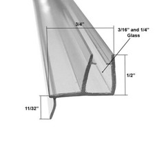 Clear Bottom Wipe with Drip Rail for 3/16" and 1/4" Glass - 35 in long