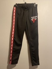 NBA Authentic Chicago Bulls Black Logo Sweatpants-Size Small