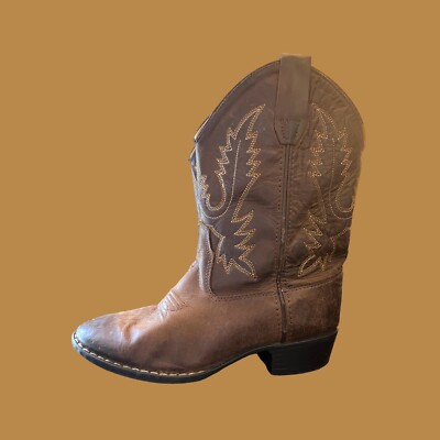 Old West Brown Canyon 1134 Cowboy Boots / Youth Size 3  / Classic Unisex Style