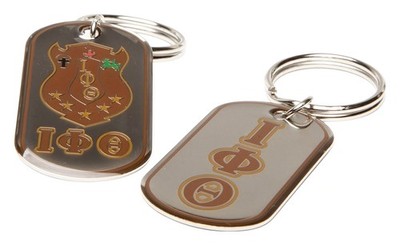 Iota Phi Theta Epoxy Coated Dog Tag Key Ring [Silver - 2'']