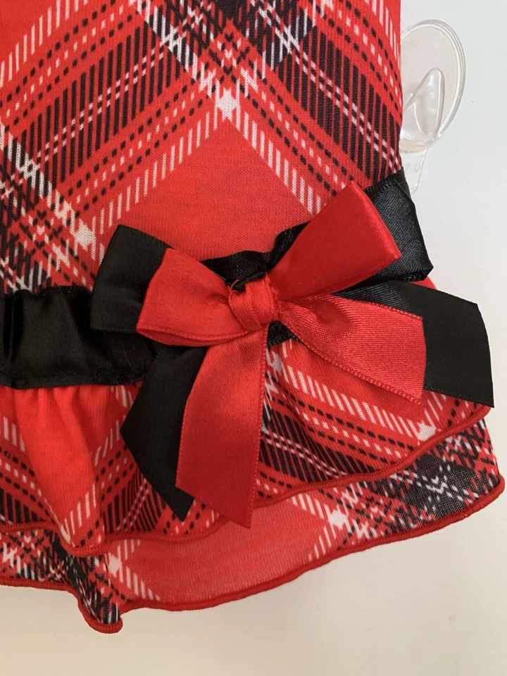 Vestido de Navidad a cuadros rojo para perro (talla pequeña) Foto 3 de 4