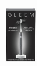New Gleem Electric Power Toothbrush Battery Black with Case and Charging dock