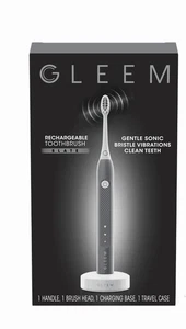 New Gleem Electric Power Toothbrush Battery Black with Case and Charging dock