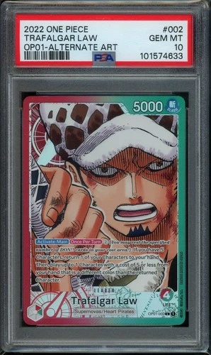 2022 One Piece Trafalgar Law #002 OP01 Alternate Art PSA 10 Gem Mint