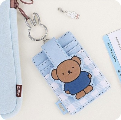 Official Miffy Boris Bear RFID Blocking Card Holder Keychain Blue