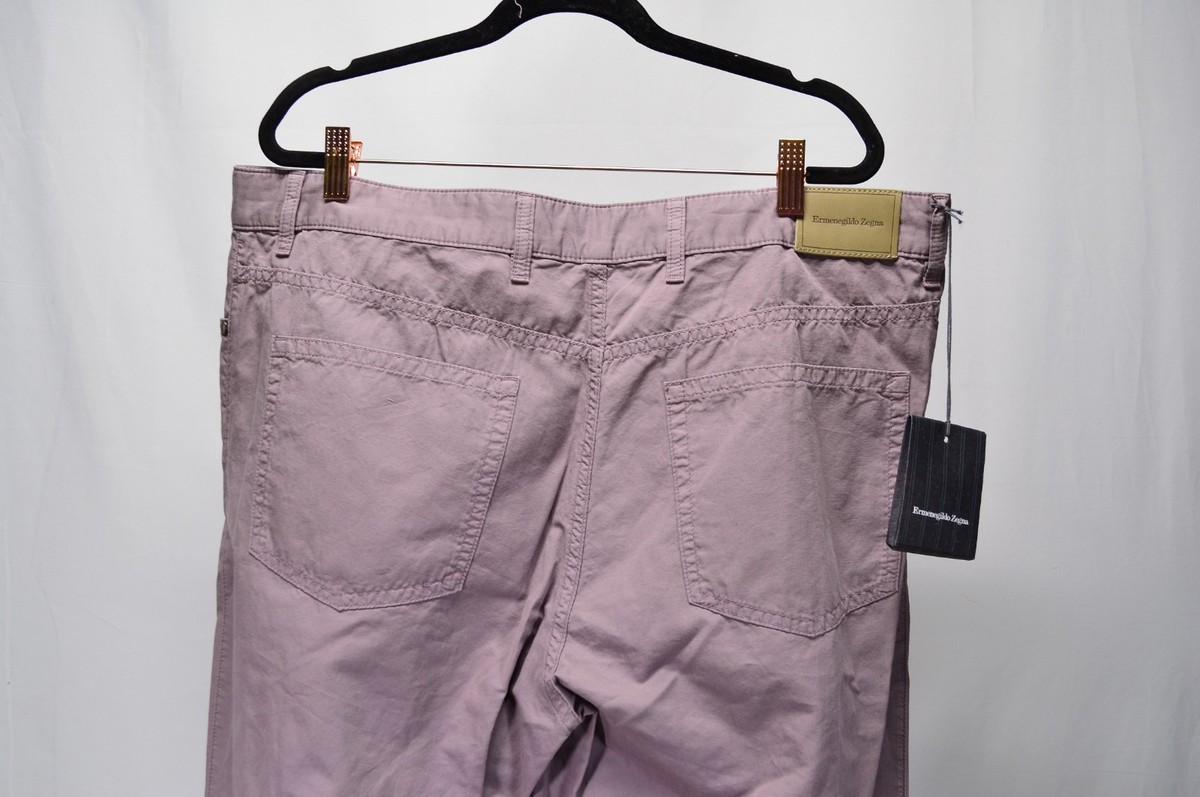 NWT Ermenegildo Zegna Mauve Purple Jeans Pants Cotton Linen Size