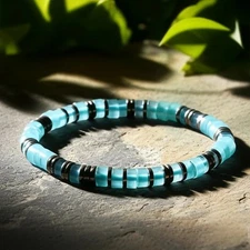 Women's Empathy Protection Bracelet Aquamarine Hematite Beaded Crystal Bracelet