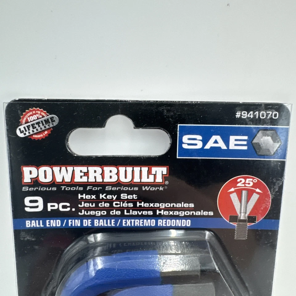 Powerbuilt 9pc SAE Blue Hex Key Set Heat Treated S2 Steel - Image 3 of 4