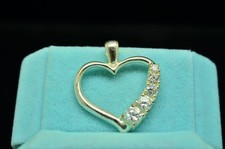 925 Sterling Silver Cubic Zirconia Open Heart Pendant Charm