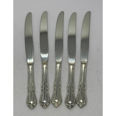 Wm A Rogers Oneida 5 Silver Overlaid Chalice Harmony Vintage Dinner Knives 9 