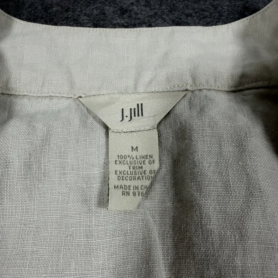 Blazer J Jill 100 % lino hecho con cierre bordado para mujer talla mediana blanco Foto 4 de 4