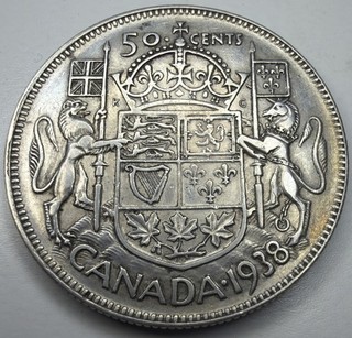 1938 Canada 50 Cents Silver Coin R71
