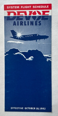 Vtg Oct 1982 Devoe Airlines System Timetable Schedule Brochure Florida Alabama