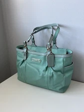 COACH Gallery Leather Tote Shoulder Bag F16565 Handbag Purse Blue