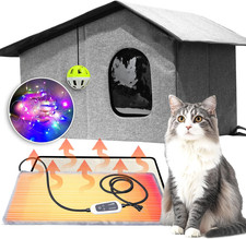 Heated Cat House for Outside-Waterproof  Windproof Outdoor Cat Shelter with Rem