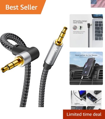 High-Fidelity 6ft AUX Cable with 90° Angle Connector - Male to Male Connection