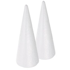 2 Pcs White Foam Craft DIY Cones for Kids Ornament Decoration Home