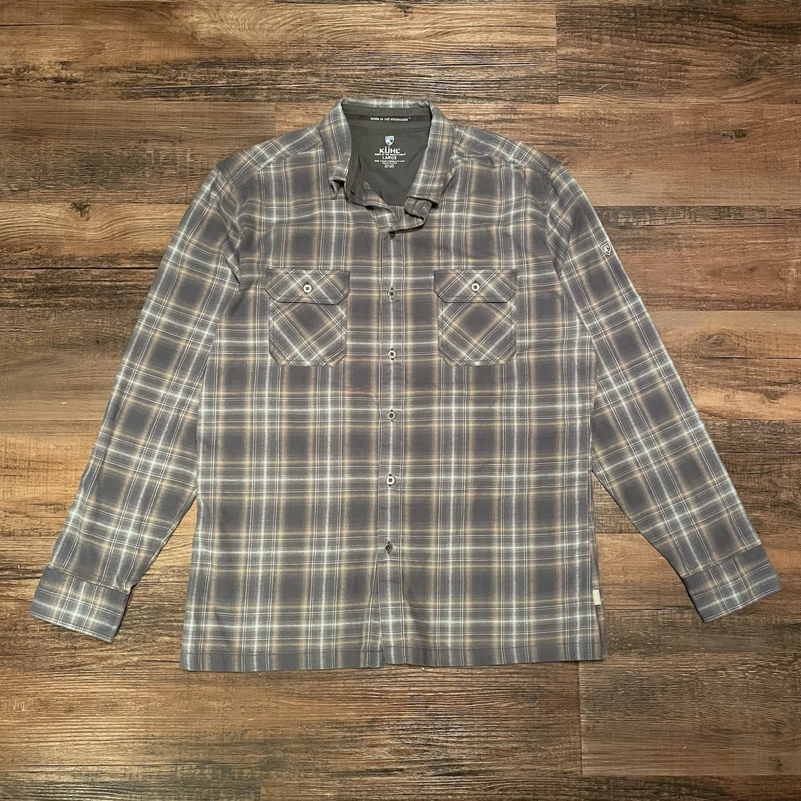 KUHL Dillingr Flannel Shirt Mens Large Plaid LS Hiking Outdoor Style 7186 Soft