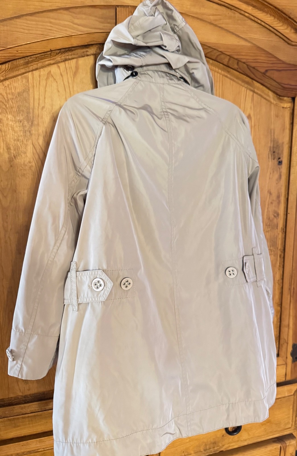 PEUTEREY Tan Polyester Zip Up Jacket Windbreaker Removable Hood Size 42 image 9