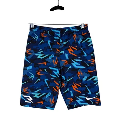 Nike 3 Brand Boys XL Swim Trunks Shorts Blue Camo Orange Swoosh Logo 13-15 years - Image 1 of 4
